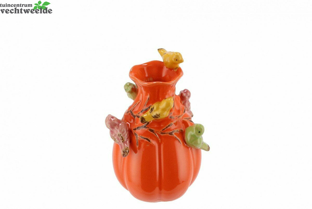 BIRD VASE ORANGE 12X12X15CM