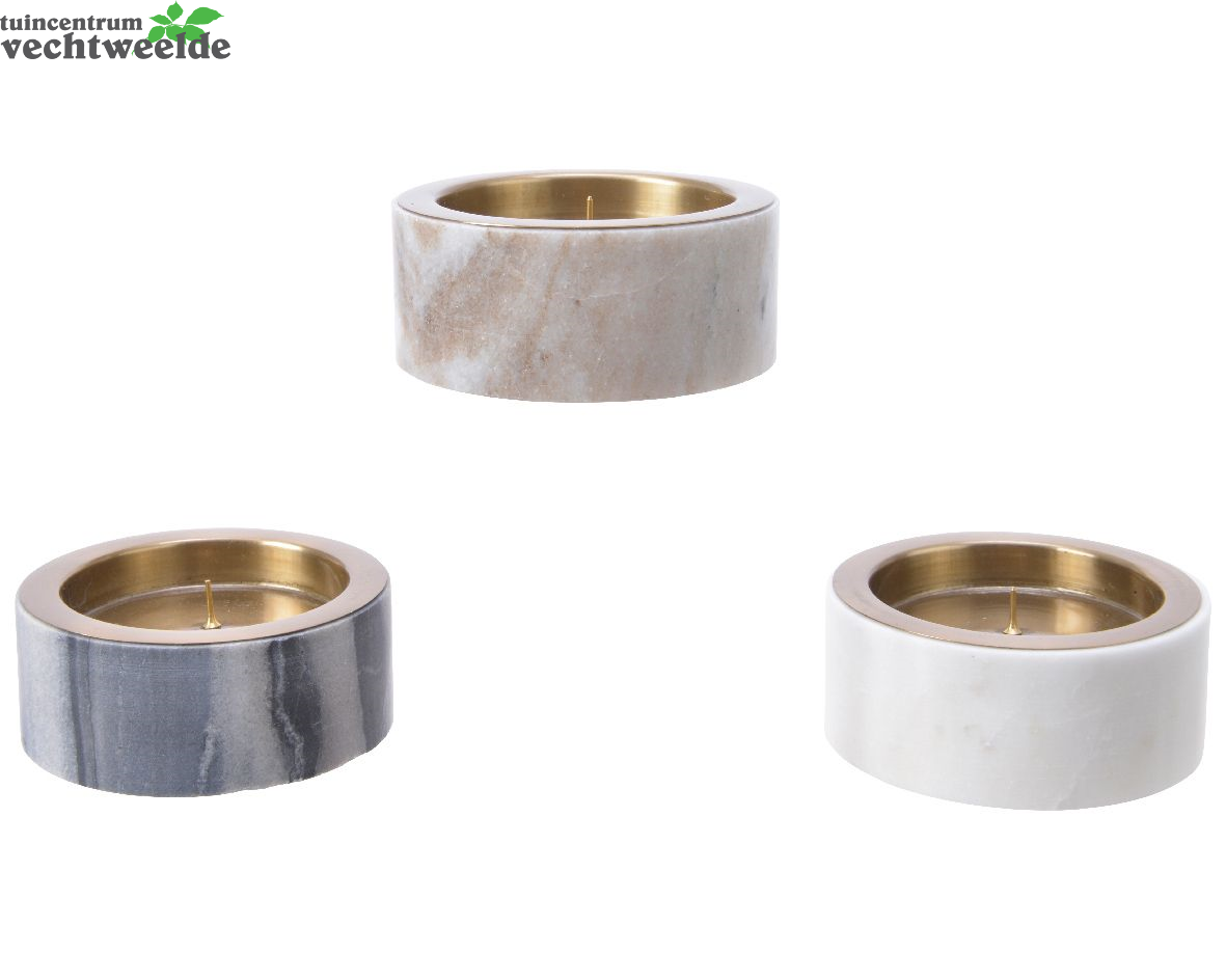 Kandelaar Marmer Steel D10h4cm Assorti Per Stuk