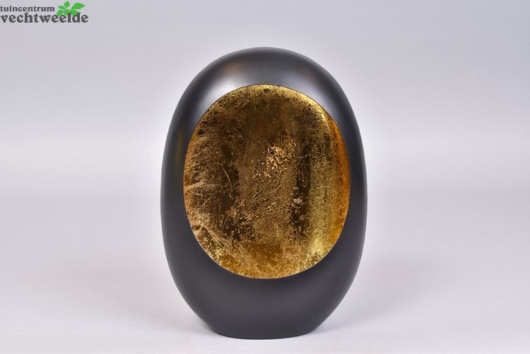 MARRAKECH BLACK/GOLD EGG T-LIGHT 17X9X24CM