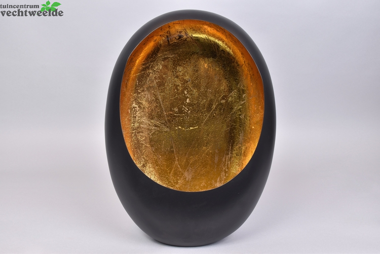 MARRAKECH EGG T-LIGHT BLACK/GOLD 31X14X40CM