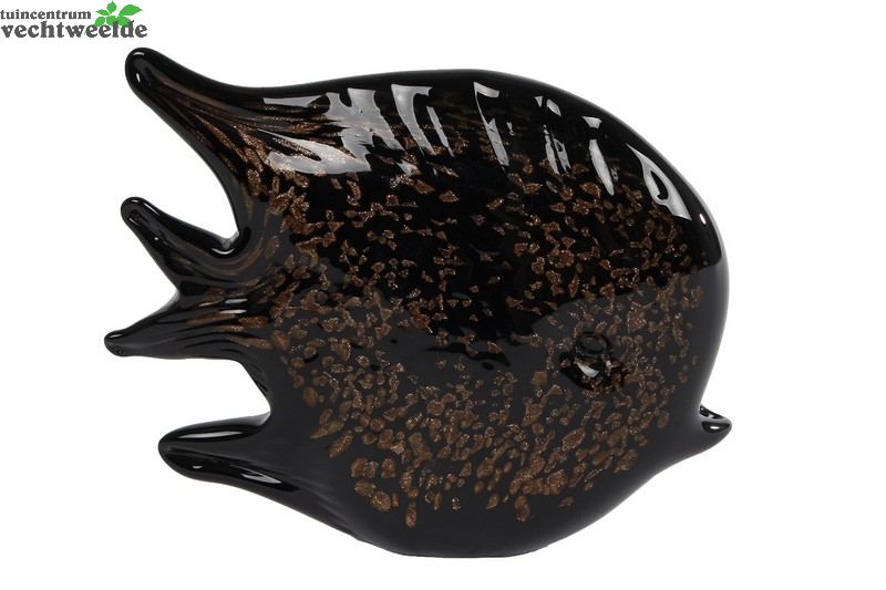 Sculptuur Zwrt/brn Glas L16b4h13cm