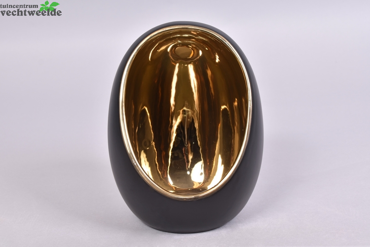 TAZA THEELICHT GOUD/ZWART 16X16X22CM