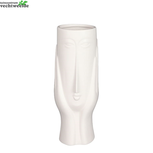 Vaas Gezicht L12b11.5h30cm Wit