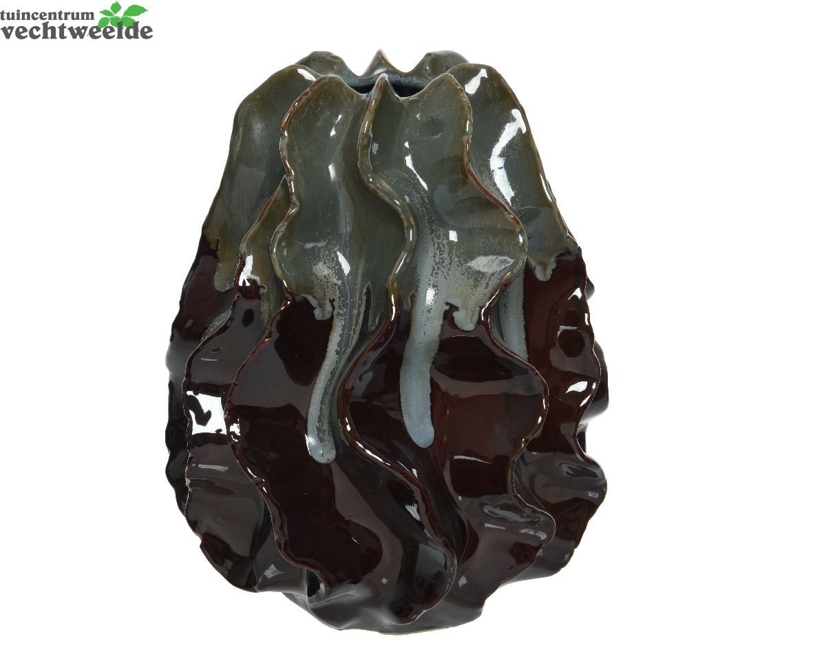 Decoris Vaas Keramiek L21b21h26cm Groen