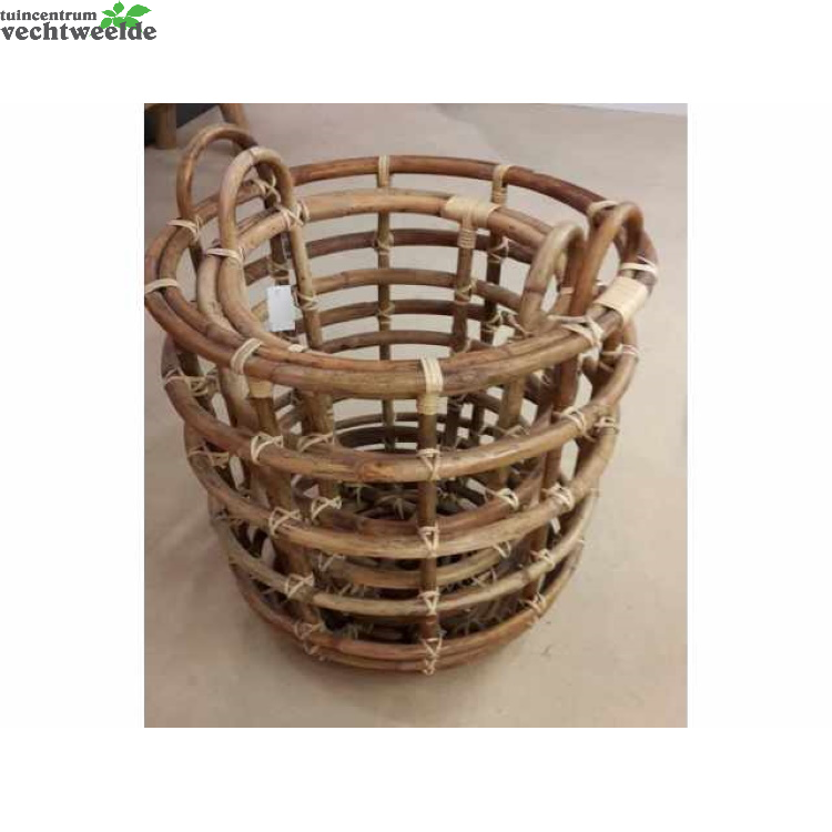 Basket Rattan D55 H50cm Open Gevlochten