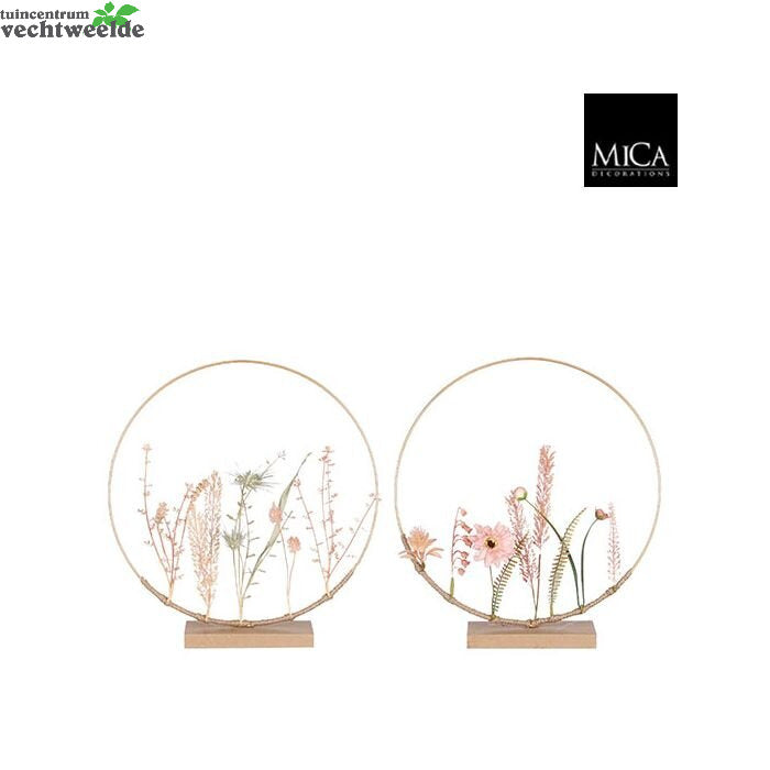  Bloemen Krans D39h7cm Roze A2