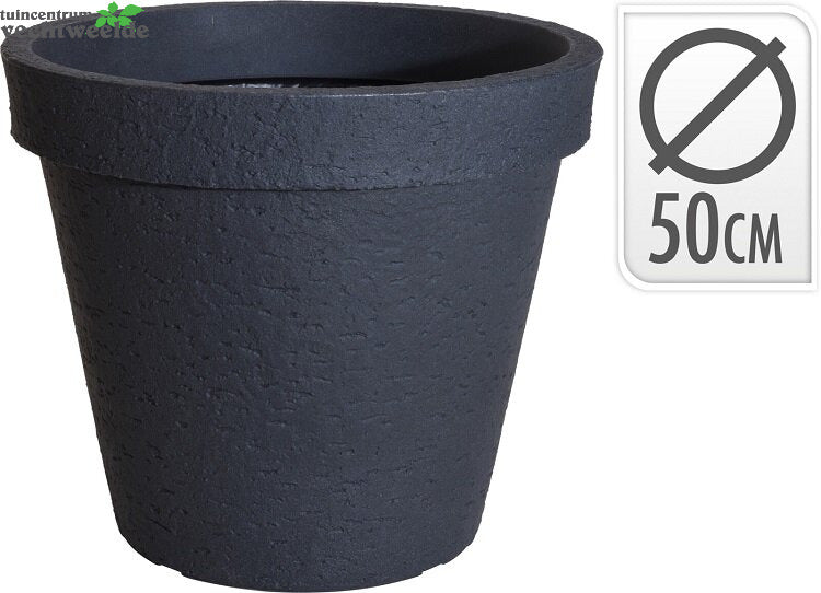  BLOEMPOT ROND STONELOOK ANTRACIET