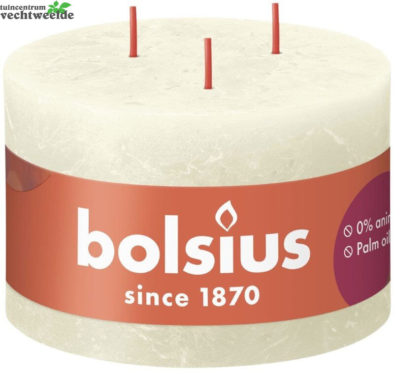 Bolsius Rustiek Kaars 90/140 3 Lonten Soft Pearl