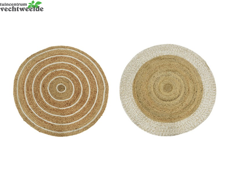  Kleed Katoen Jute Rond D90cm Wit A2