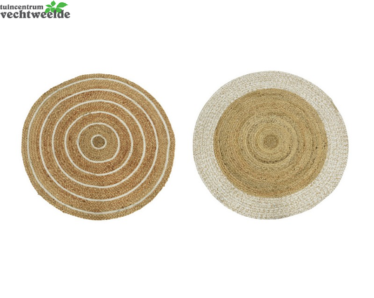  Kleed Katoen Jute Rond D90cm Wit A2
