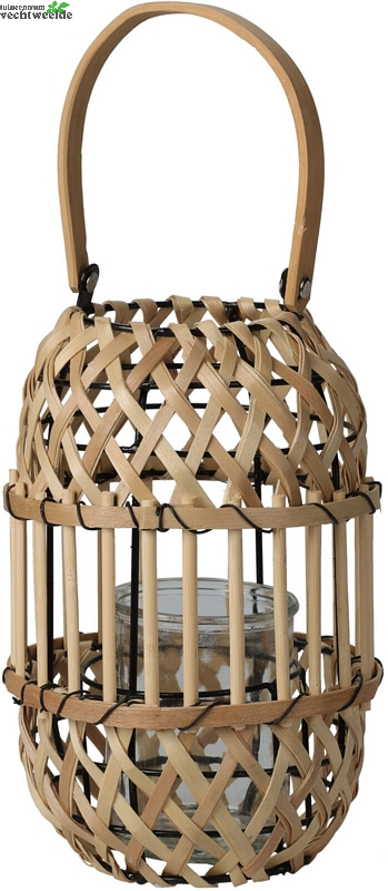  LANTAARN HOUT MET HANDVAT 22CM