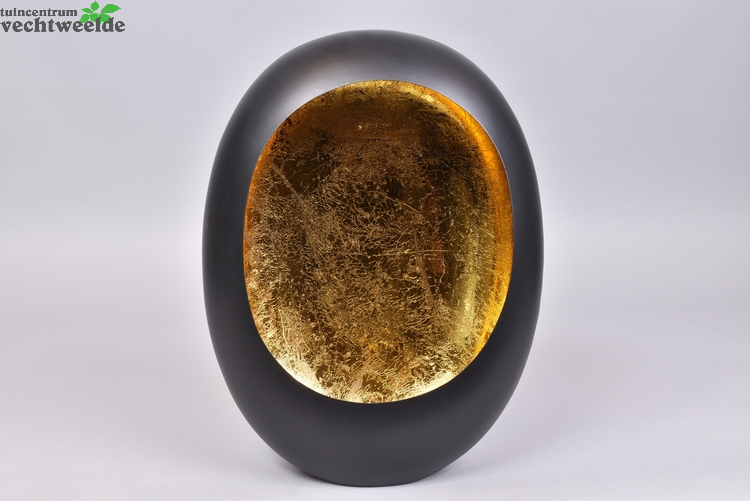  MARRAKECH EGG T-LIGHT BLACK/GOLD 26X11X33CM