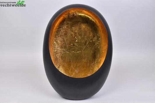  MARRAKECH EGG T-LIGHT BLACK/GOLD 31X14X40CM
