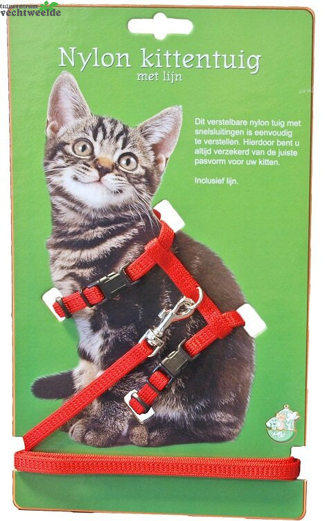 Boon Nylon Kittentuig Met Lijn Rood