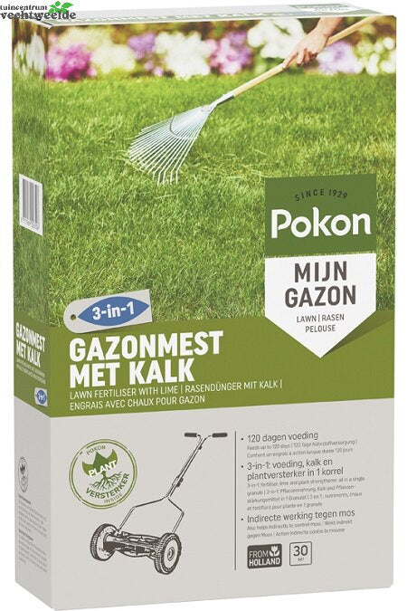  Pokon Gazonmest Met Kalk 3-in-2 30 M2