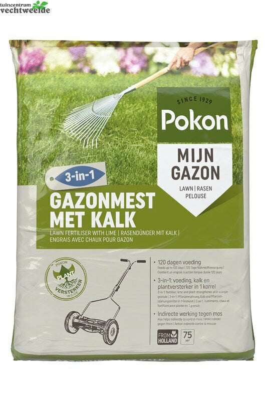  Pokon Gazonmest Met Kalk 3-in-3 75m2