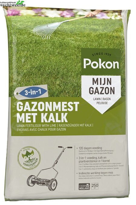  Pokon Gazonmest Met Kalk 3-in-5 250 M2