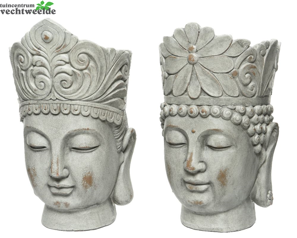 Decoris Pot Boedha Poly L23b25h36 Grey Wash Assorti Per Stuk