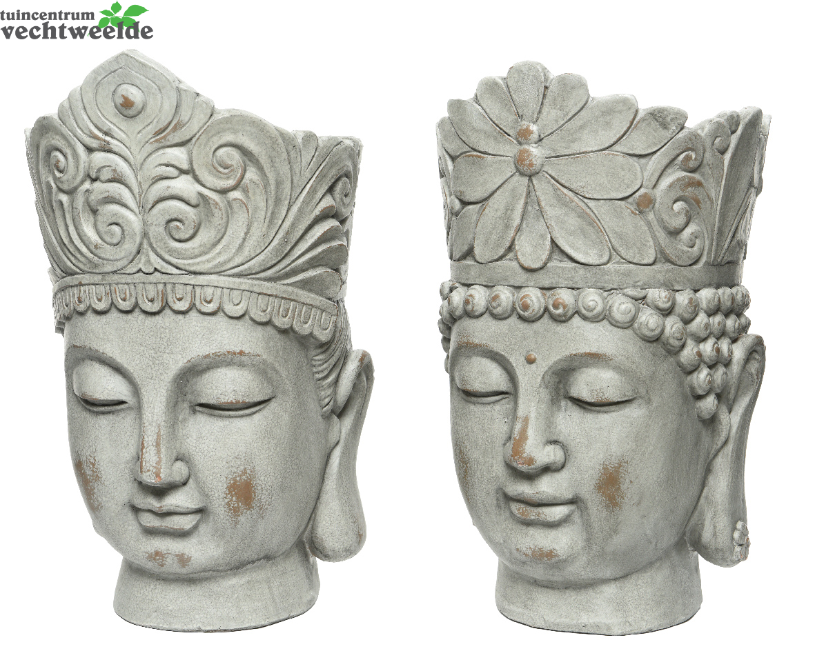 Decoris Pot Boedha Poly L23b25h36 Grey Wash Assorti Per Stuk