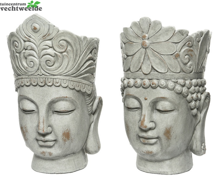 Decoris Pot Boedha Poly L23b25h36 Grey Wash Assorti Per Stuk