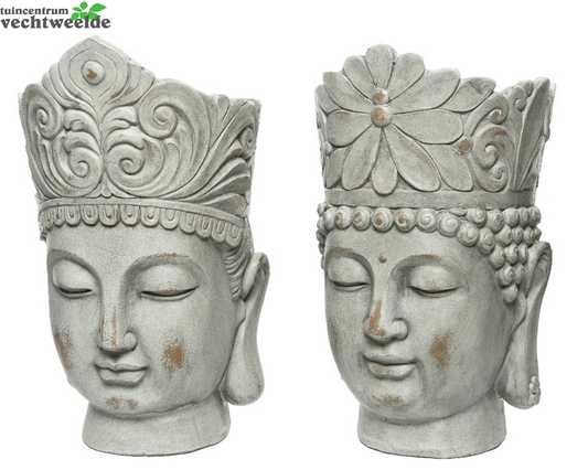 Decoris Pot Boedha Poly L23b25h36 Grey Wash Assorti Per Stuk