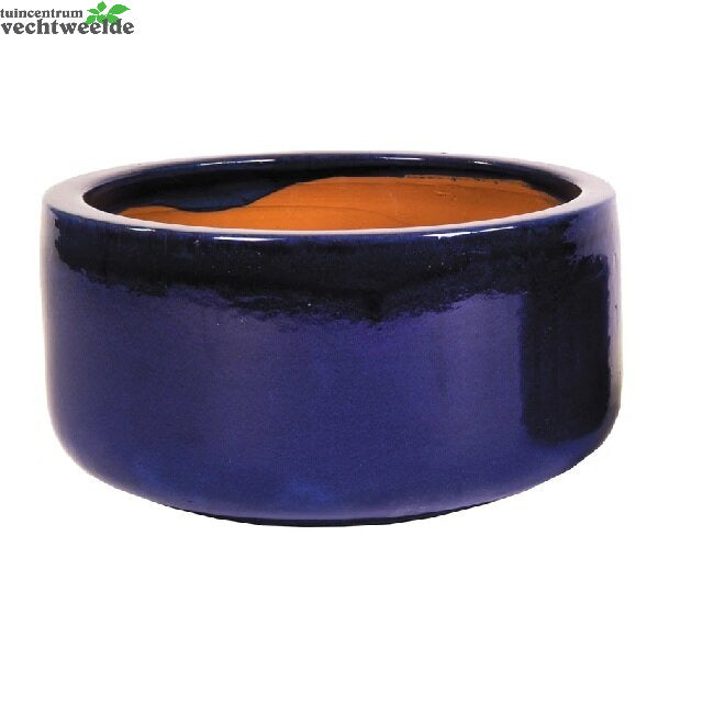  Pot Bowl Glazed D31h15cm Blauw