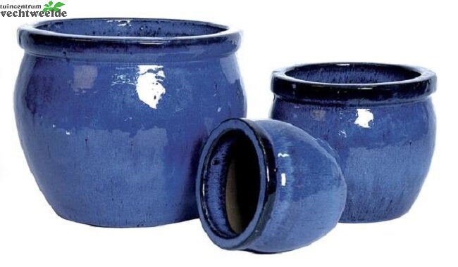  Pot Delta Rand Glazuur D28h24cm Blauw