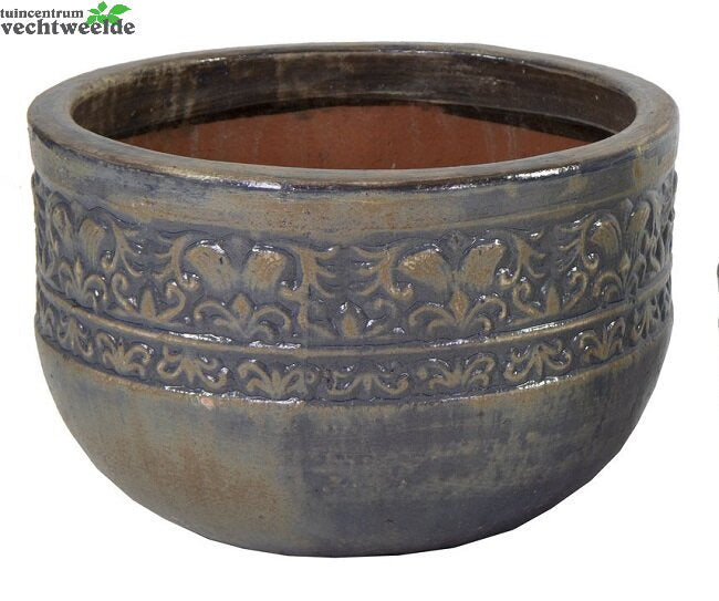  Pot Egg Laag Glazuur D43h31 Blauw