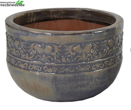  Pot Egg Laag Glazuur D43h31 Blauw