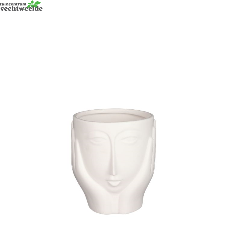  Pot Gezicht D14.5h16cm Wit