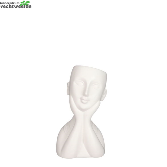  Pot Gezicht L11.5b10.5h21cm Wit