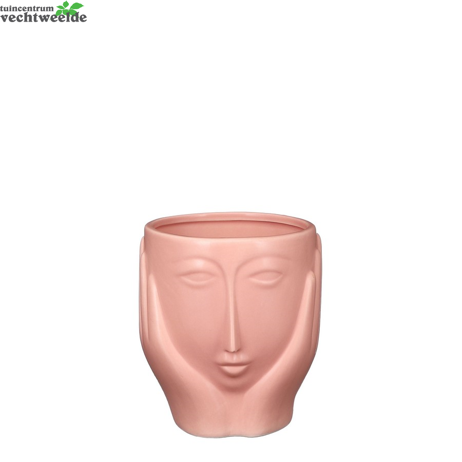  Pot Gezicht L14.5b14.5h16cm Roze