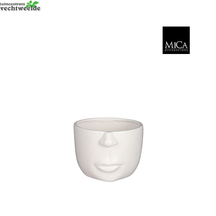  Pot Gezicht L18b16.5h12cm Wit