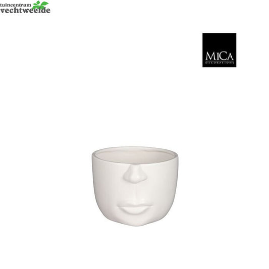  Pot Gezicht L18b16.5h12cm Wit