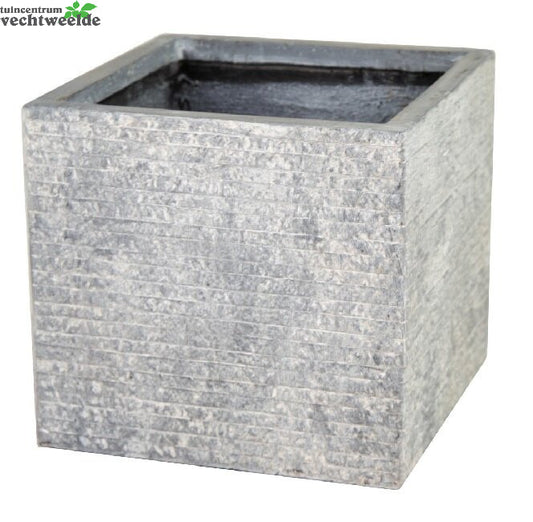  Pot Kubus Utah B44 - H38 Cm Grijs