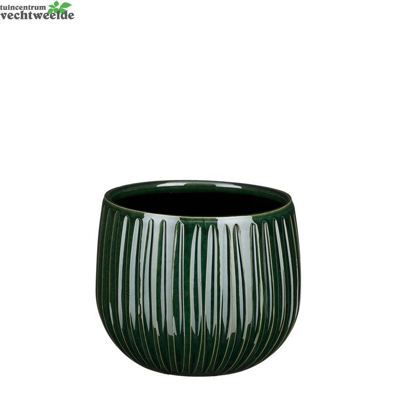 Pot Pablo D16h14cm D.groen Ribbel