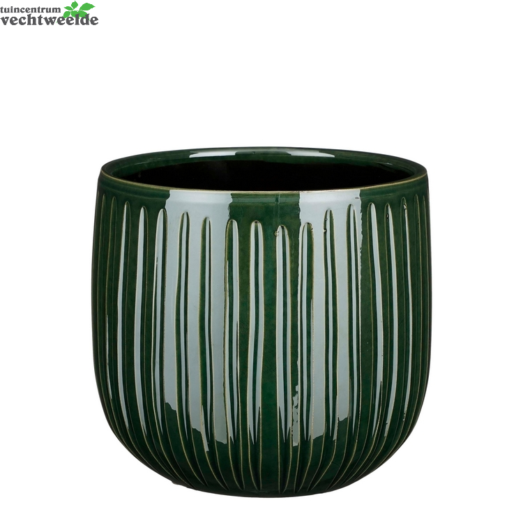  Pot Pablo D21h19cm D.groen Ribbel