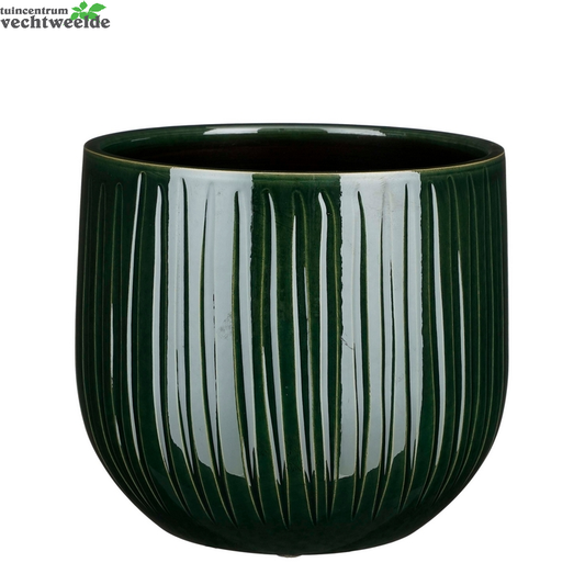  Pot Pablo D25h20cm D.groen Ribbel