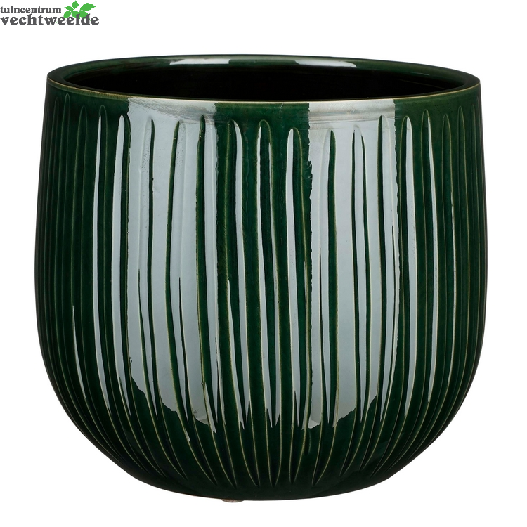  Pot Pablo D29h25cm D.groen Ribbel