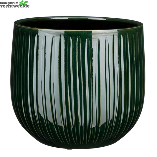  Pot Pablo D29h25cm D.groen Ribbel