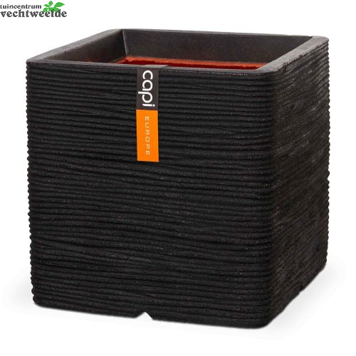  Pot Vierkant Rib Nl L40b40h40 Zwart