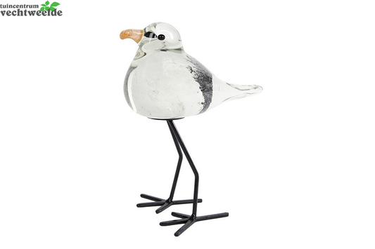  Sculptuur Wit/zwart Glas L11b8h15cm