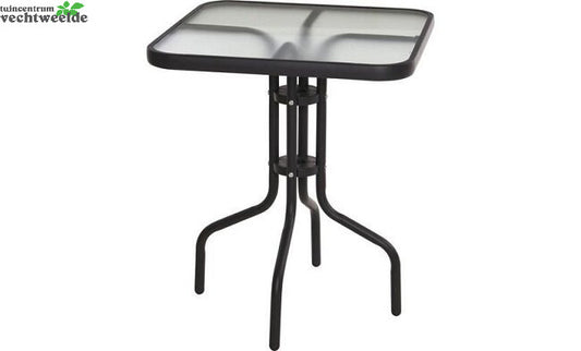  TAFEL VIERKANT 60CM MET GLASPLAAT ZWART