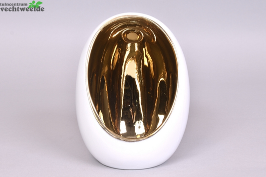 TAZA THEELICHT GOUD/WIT 16X16X22CM