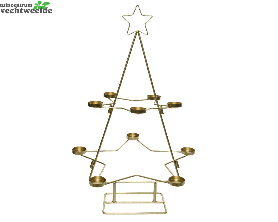  Theelichthdr Ijzer Ster D42h68cm Gd