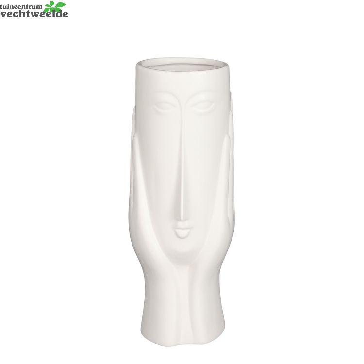  Vaas Gezicht L12b11.5h30cm Wit