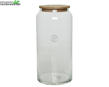 Decoris Vaas Glas Hout D14 H30cm Helder