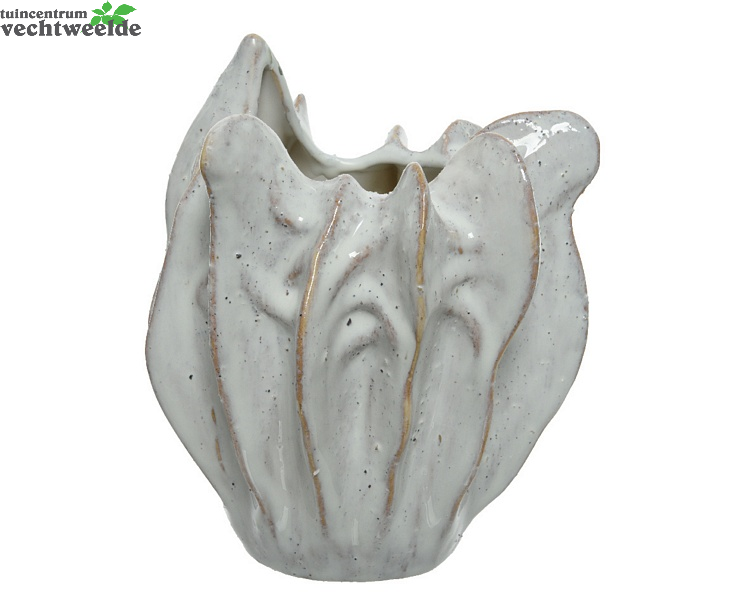 Decoris Vaas Keramiek L16.5b15.5h19.5cm Wit