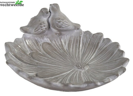  Vogelbad Bloem Deka D29h12cm Grijs