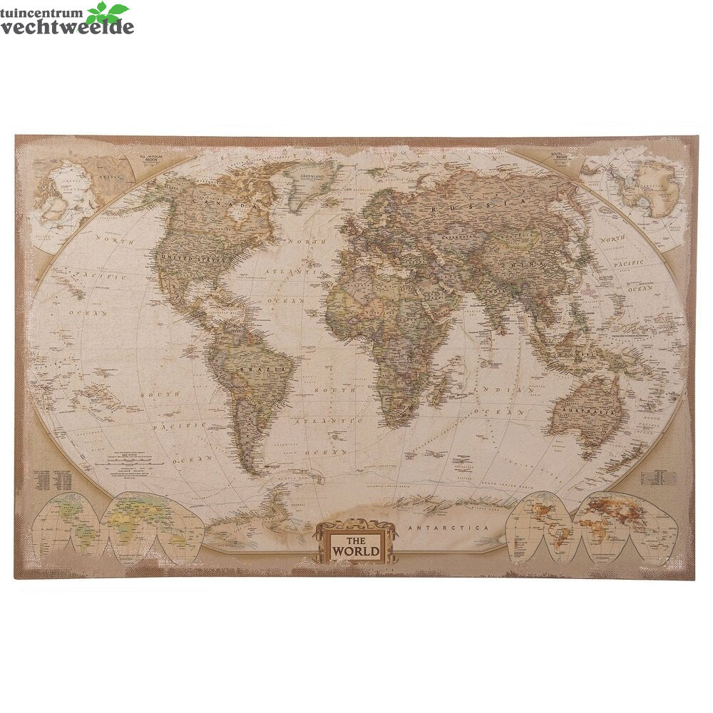 Wereldkaart L78 B118 H3cm
